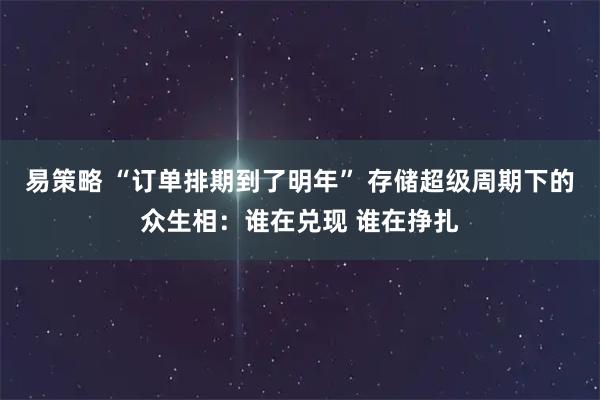 易策略 “订单排期到了明年” 存储超级周期下的众生相：谁在兑现 谁在挣扎